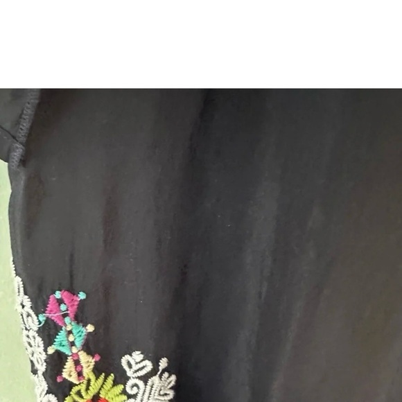 Johnny Was Black Embroidered V-Neck Long Sleeve Tunic Blouse - Picture 5 of 9
